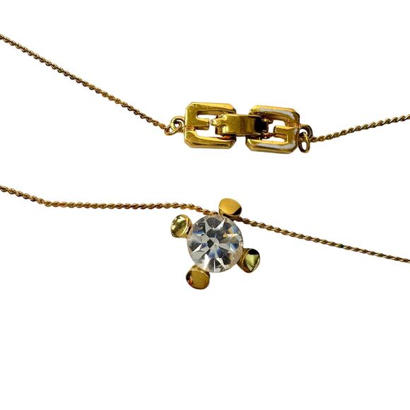 Givenchy Jewelry - Givenchy Crystal/White Gemstone Solitaire Gold Plated Necklace (Vintage)